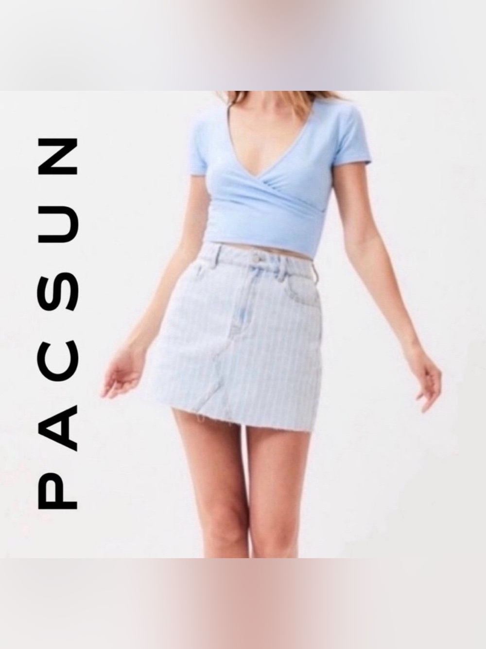 PacSun Denim Cut-Off  Mini Skirt Striped Size 23/00 PRICE FIRM